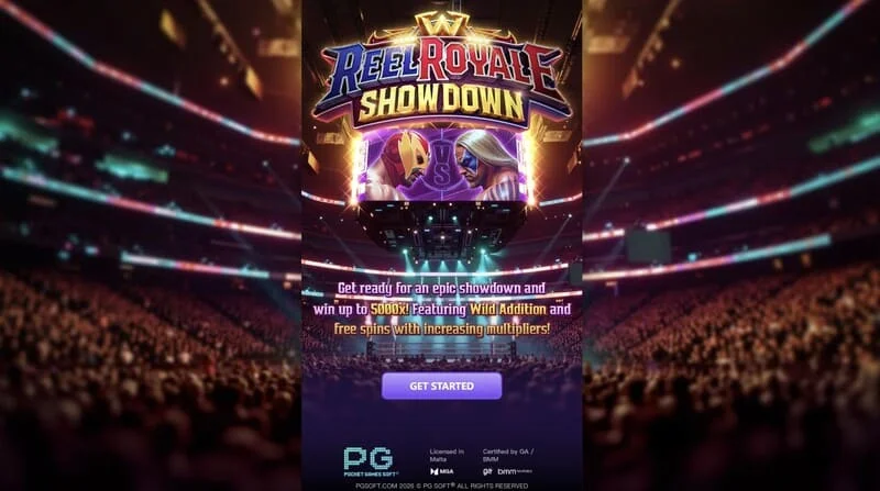 Reel Royale Showdown - glavni ekran sa bubnjevima i tri Wild Addition ćelije
